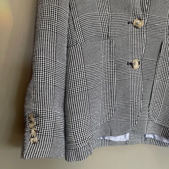 Smythe Portrait Neck Blazer in Prince of Wales Black White Plaid Size 6 Academia - Picture 9 of 16